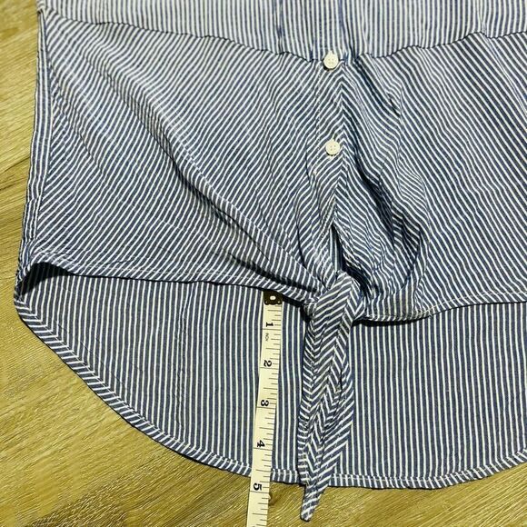 Jones New York Stripe Button Down Tie Front Top Size M - Picture 8 of 13